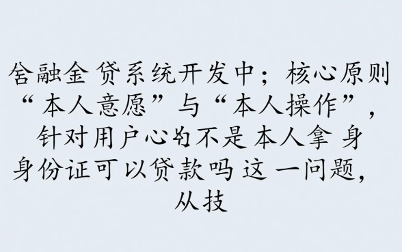 不是本人拿身份证可以贷款吗