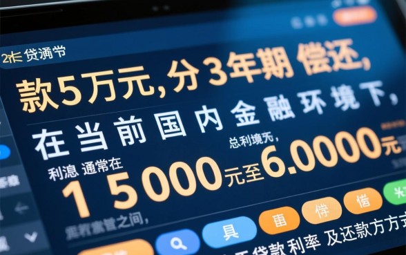 银行贷款五万三年利息多少