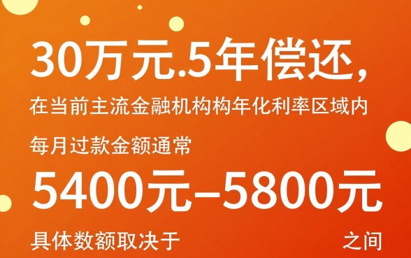 贷款30万5年每月还多少