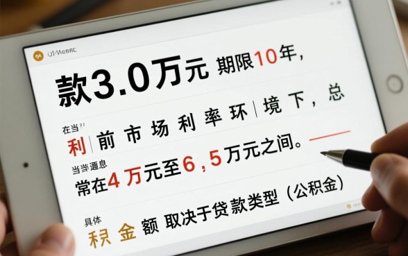 贷款30万10年利息多少