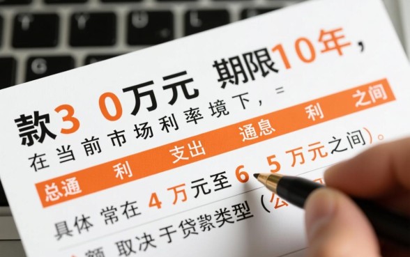 贷款30万10年利息多少