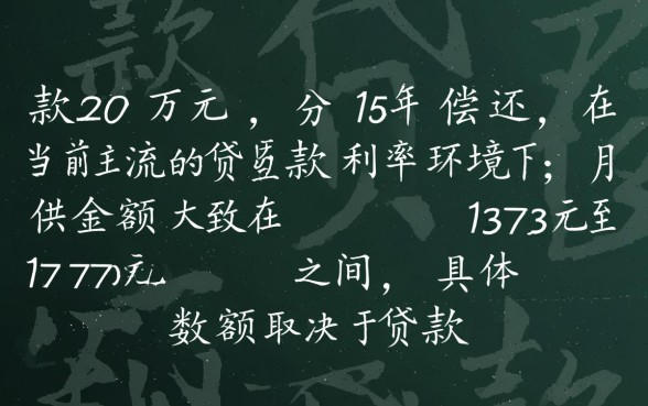 贷款20万15年月供多少,贷款计算器怎么算利息? 贷款20万15年月供多少