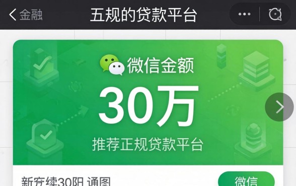 微信余额截图 30万，推荐五个正规的贷款平台