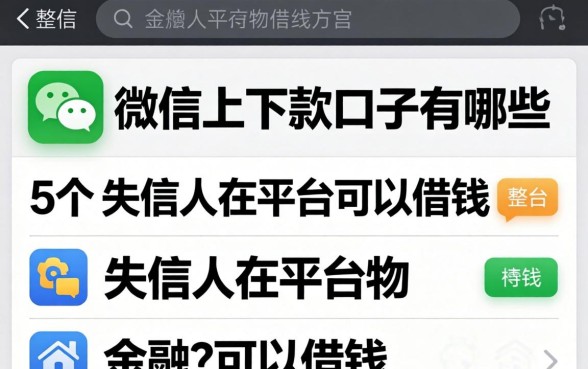 微信上下款口子有哪些，整合5个失信人在平台可以借钱