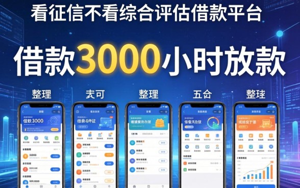 借款3000小时放款，整理五个不看征信不看综合评估的借款平台