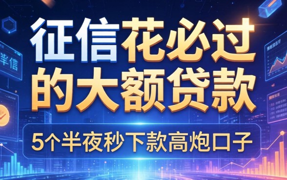 征信花必过的大额贷款，归纳5个半夜秒下款高炮口子