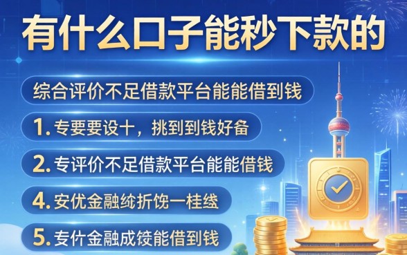 有什么口子能秒下款的，归纳5个综合评价不足借款平台能够借到钱