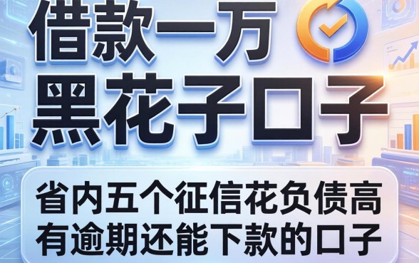 借款一万的黑花了口子，省内五个征信花负债高有逾期还能下款的口子