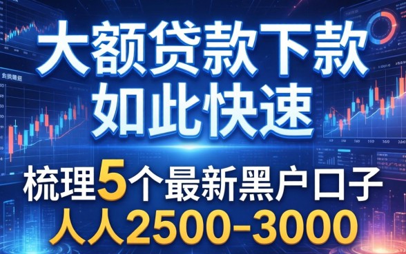 大额贷款下款如此快速，梳理5个最新黑户口子人人2500-3000