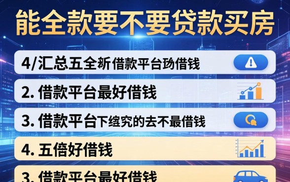 能全款要不要贷款买房，汇总五个借款平台最好借钱