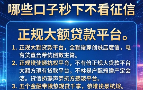 哪些口子秒下不看征信，介绍五个正规大额贷款平台