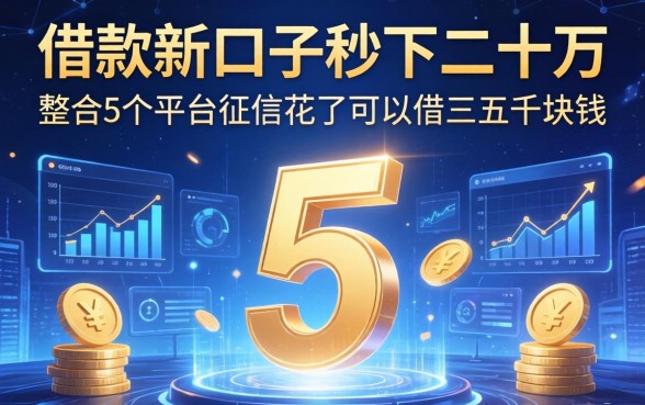 借款新口子秒下二十万，整合5个平台征信花了可以借三五千块钱