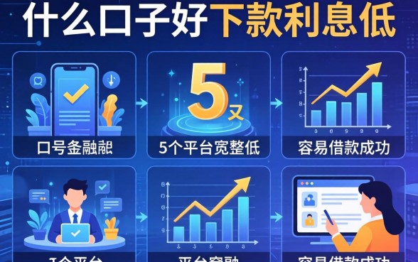 什么口子好下款利息低，整合5个平台容易借款成功