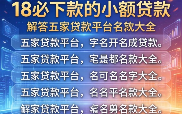 18必下款的小额贷款，解答五家贷款平台名字大全