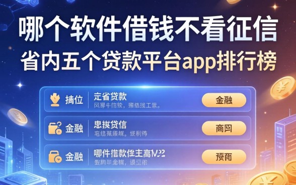 哪个软件借钱不看征信，省内五个贷款平台app排行榜