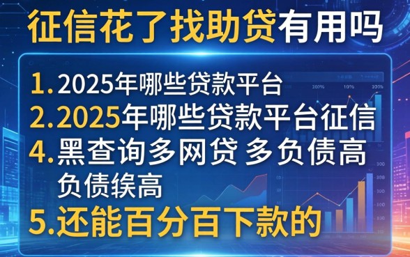征信花了找助贷有用吗，例举5个2025年哪些贷款平台征信黑查询多网贷多负债高还能百分百下款的