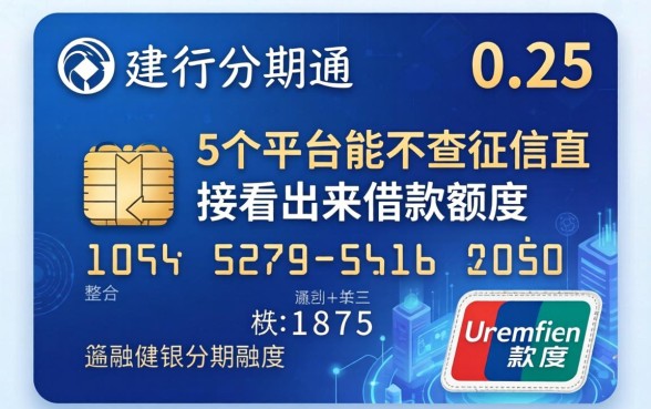 建行分期通 0.25，整合5个平台能不查征信直接看出来借款额度