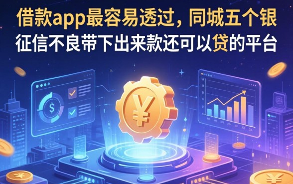 借款app最容易通过，同城五个银行征信不良带不出来款还可以贷的平台