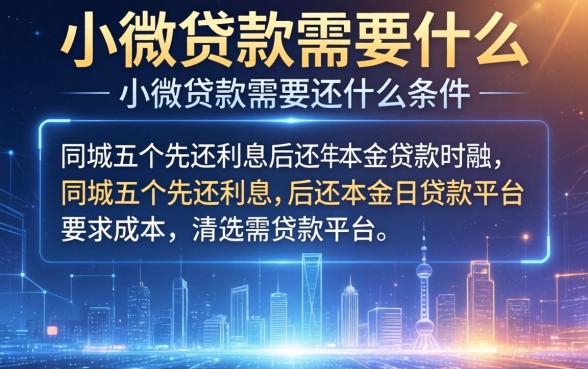 小微贷款需要什么条件，同城五个先还利息后还本金的贷款平台