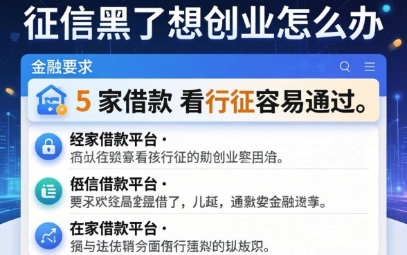 征信黑了想创业怎么办，阐述5家借款平台不看征信容易通过