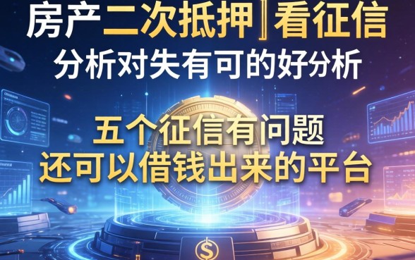 房产二次抵押不看征信，分析五个征信有问题还可以借钱出来的平台