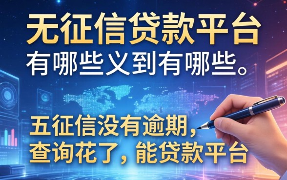 无征信贷款平台有哪些，分享五个征信没有逾期,查询花了,能贷款的平台
