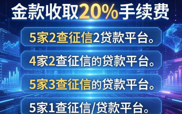 下款收取20%手续费，阐述5家不查征信的贷款平台