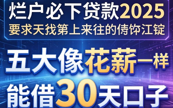 烂户必下贷款2025，五大像花薪一样能借30天的口子