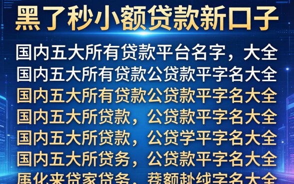 黑了秒小额贷款新口子，国内五大所有贷款平台名字大全