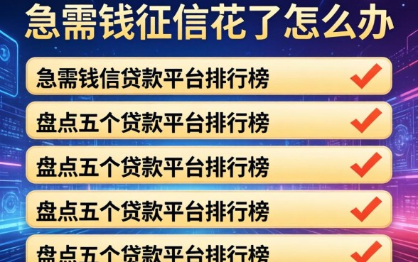 急需钱征信花了怎么办，盘点五个贷款平台排行榜