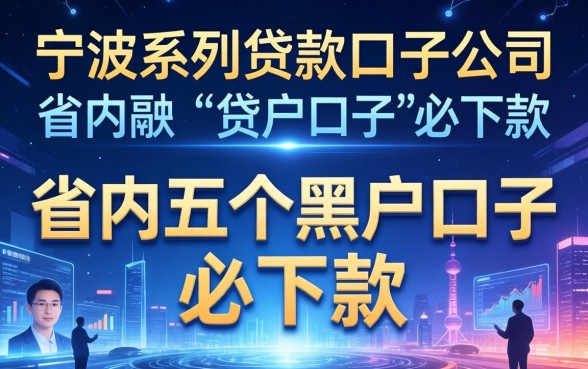 宁波系列贷款口子公司，省内五个黑户口子必下款